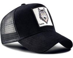 Allecto Plus - Zwarte Wolf Baseball Cap voor Mannen Vrouwen, Verstelbare Trucker Cap Zomer Zonnehoed.