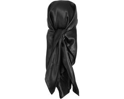 Allecto Plus - Zwarte zijden gevoelige sjaal voor vrouwen - luxe satijnen haarbandana - elegant en veelzijdig - perfect voor alle gelegenheden - 90 cm