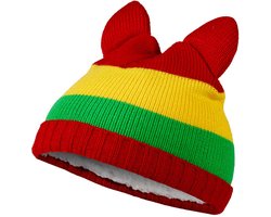 Apollo - Feest baby muts - Warme babymuts carnaval - Rood-geel-groen - one size - one size - Baby muts oeteldonk - Carnaval - Feestartikelen - Party