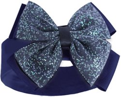 Baby Haarband met Glitter Strik - Navy - 0/6 mnd