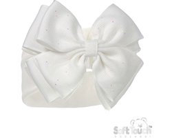 Baby Haarband met Glitter Strik - Off White - 0/6 mnd