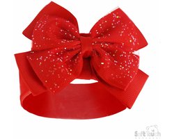 Baby Haarband met Glitter Strik - Rood - 0/6 mnd