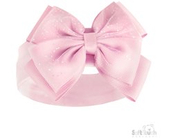 Baby Haarband met Glitter Strik - Roze - 0/6 mnd
