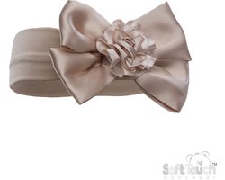 Baby Haarband met Strik en bloem -Coffee - 0/6 mnd
