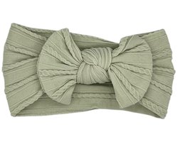 Baby hoofdband - haarband - meisjes - elastisch - met knoop en strik - zachtgroen