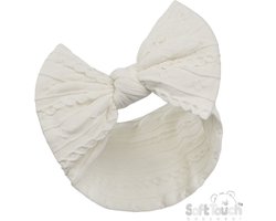 Baby Kabel Haarband met Strik -Off white - 0/6 mnd