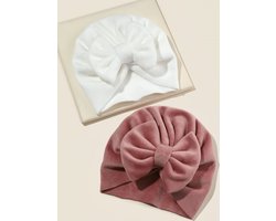 Baby meisjes mutsjes - Fluweel - 2 stuks