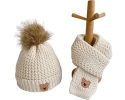 Baby Muts & Sjaal - Baby Muts - Babymutsje - Muts Jongen - Muts Meisje - 1 tot 6 jaar - Beige