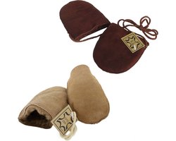 Baby Wantjes - Met koord - Schapenvacht - Bruin - 0 tot 12 maanden