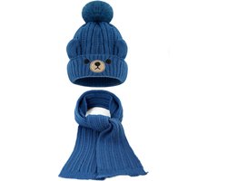Babymuts en Sjaal Set met Pompons en Berenoren | Toddler Winter Set (1-3 Jaar)