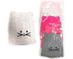 Babymuts Kindermuts meisjes muts wintermuts warme muts katoen lichtgrijs 6-9 mnd