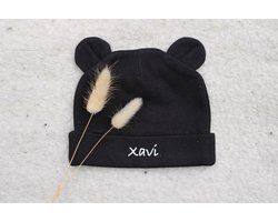 Babymutsje met naam - Newborn - Mutsje - Newbornmuts - Mutsje met naam - Gepersonaliseerd - Kraamcadeau - Babymuts - Mutsje Zwart - Cadeau - Kraam cadeau - Mommy musthave - Baby muts - ZIE BESCHRIJVING VOOR HET DOORGEVEN VAN DE NAAM