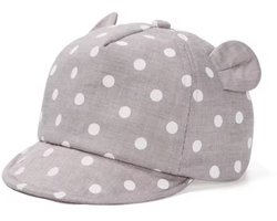 Babypetje met oortjes - Schattige baby pet - Grijs - Met does - Oortjes - Baby cap - Kinderpetje - CHPN