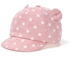 Babypetje met oortjes - Schattige baby pet - Roze - Met dots - Oortjes - Baby cap - Kinderpetje - CHPN