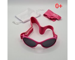 Babyzonnebril maat 2-18 maanden / antislip baby bril K 111 kat 3 UV 400 / fel roze montuur + getinte grijze lenzen / kraamcadeau meisje / baby glasses / lunettes de soleil bébé / Aland optiek / zonnebril kind pasgeboren jongen of meisje