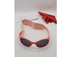 Babyzonnebril maat 2-18 maanden / antislip baby bril K 111 kat 3 UV 400 / perzik kleur montuur + getinte grijze lenzen / kraamcadeau meisje / baby glasses / lunettes de soleil bébé / Aland optiek / zonnebril kind pasgeboren jongen of meisje