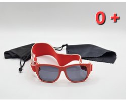 Babyzonnebril maat 2-18 maanden / antislip baby bril K 112 kat 3 UV 400 / rode montuur + getinte grijze lenzen / kraamcadeau meisje / baby glasses / lunettes de soleil bébé / Aland optiek / zonnebril kind pasgeboren jongen of meisje