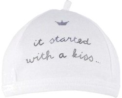 BamBam Babymutsje "it started with a kiss" - Wit - Baby cadeau