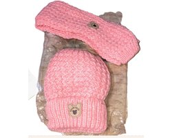 Beary Baby Muts & Sjaal - Baby muts - Kindermuts - Beanie - Winter - 1 tot 6 jaar - Roze