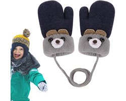Brenzoos - Warme gebreide baby wanten met schattig berenpatroon - perfecte winterhandschoenen als verjaardags- of kerstcadeau voor 0-3 jaar