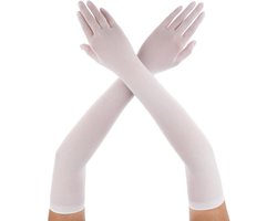 "Chique Lange Mesh en Tule Handschoenen voor Vrouwen - Wit - Formeel en Elegant - Geschikt voor Bridal, Rave en Dans - 1920S 80S Stijl"