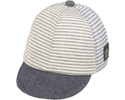 CHPN - Babypetje - Baby petje - Kinderpet - Babypet - Babycap - Cap - Zomerpetje - Gestreept petje - Petje - Wit/LichtGrijs