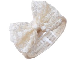 Dailygoods- Haarband met Kanten Strik - Haarband Baby - Haarband Meisje - Haaraccessoires - Elastische Haarbanden - Geschikt voor 1-3 Jaar - Baby Haaraccessoire