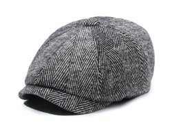 Dailygoods- Platte Pet Heren - Verstelbare Maat 58/60 cm - Klassiek 8-Panel Ontwerp - Gemengde Visgraat Tweed - Comfortabele Pluche Voering - Krantenjongenspet
