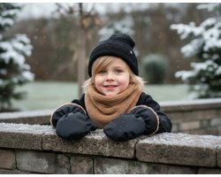 Ducksday Baby Wantjes – Warm Sherpa Fleece – Waterdicht & Winddicht – Lus met Drukknoppen – Vingerloos – Black – 68-80