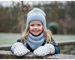 Ducksday Baby Wantjes – Warm Sherpa Fleece – Waterdicht & Winddicht – Lus met Drukknoppen – Vingerloos – Lichtblauw – 86-92