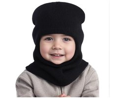 Gebreide bivakmuts Geschikt voor kinderen in de winter, muts met oorkleppen, muts met gezichts- en nekbescherming, sjaal, warme en koudebestendige, volledige bedekking, warme skimuts Geschikt voor jongens en meisjes.