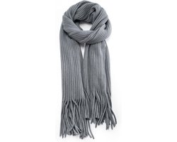 Gebreide wollen sjaal deken met kwastje in effen kleur - Zacht en warm - Winter accessoire voor dames