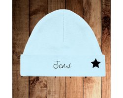 Gepersonaliseerde Baby Muts van Katoen | Kraamcadeau & Essentials Nederland - Licht blauw - blauw