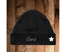 Gepersonaliseerde Baby Muts van Katoen | Kraamcadeau & Essentials Nederland - Zwart