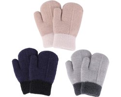 Goodivery ® 3 paar stretch wanten voor peuters, kinderhandschoenen, verdikte gebreide handschoenen, ‎ 28 x 19 x 5 cm, veelkleurig