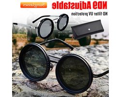 Goodivery - Zonnebril met verstelbare dimbaarheid - UV400 bescherming - Retro Punk - Ronde heren zonnebril - Outdoor activiteiten - Polariserende rijzonnebril - Geschikt voor autorijden - Zwart model met ND9 -