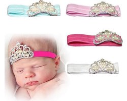 Haarbandjes met kroontje set van 3 stuks in drie kleuren