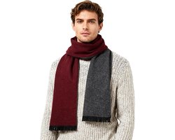 Herfst Heren Gebreide Sjaal Wol Gebreide Plaid Sjaal Zakelijk Casual gentleman Sjaals 180 x 30 cm, Ws016-add-dual sided/greyred2, One Size