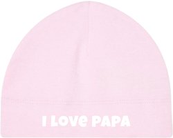 I love papa Baby muts - 0-9 maanden - Lichtroze - 100% Biologisch katoen - Newborn - kraamcadeau - kraamcadeau meisje - Winter - baby cadeau meisje - mama