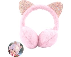 Inovra Plus - Roze Winter Oorwarmers - Meisje - Verstelbaar - Pluizig - Een maat - Foldable - Cat Ears - Unicorn Design