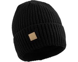 Inovra Plus - Warm gevoerde Beanie Muts voor Heren - Klassieke Wintermuts - Cadeau voor Mannen - Thermische Gebreide Muts - Zwart - One Size - Warm en Stijlvolle Hoofddeksel