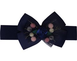 Jessidress® Hoofdband Baby Haarbanden van katoen met Elegante Strik - Donker Blauw