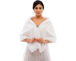 JHubers Goods - Vrouwen Bruid Bruiloft Faux Fur Sjaal Wrap - Wit - One Size - Bont Wraps en Sjaals