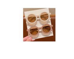 Kinder Zonnebril - Bril - Kind - Baby - 2 stuks | Taupe – Off-White / Wit | Vanaf 2 jaar - 6 jaar | UV beschermend - Opklapbaar | Kinderzonnebril – Zonnebrillen | DH Collection