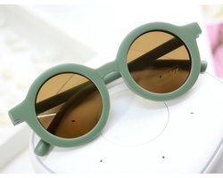Kinder Zonnebril - Bril - Kind - Baby | Oud Groen | Vintage – Rond – Retro | Vanaf 2 jaar - 6 jaar | UV beschermend - Opklapbaar | Kinderzonnebril – Zonnebrillen | DH Collection
