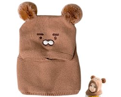 Kindermutsen - Babymutsen - Mutsen met oorkleppen - Warme wintermutsen - Mutsen, sjaals en jumpsuits - Sjaals en mutsen - Met oren - Lichtbruin - 42-50 cm - Aanbevolen leeftijd: 4-24 maanden - One Size Fits All