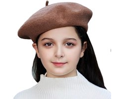 Kinderwollen baret - Klassiek & Stijlvol - Effen - Baby's & Meisjes - Bruin