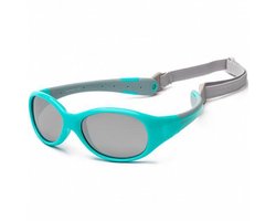 KOOLSUN - Flex - Baby Zonnebril - Turquoise Grijs - 0-3 jaar - UV400 Categorie 3 + Kunstleder Softcase met Knijpsluiting en Microfiber Zakje