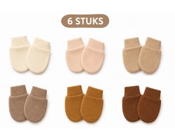 Krabwantjes Baby Katoen - 6 Paar - Anti Krab Handschoentjes Pasgeboren Baby - Newborn - Aardetinten
