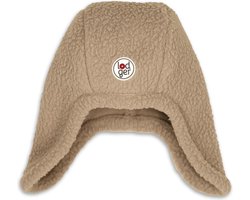 Lodger - Mutsje teddy baby - winter - beige - maat 0-3 maanden - fleece gevoerd